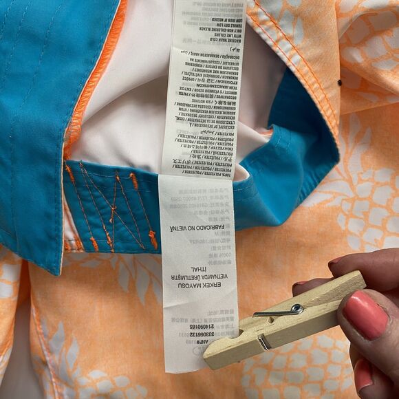 Hollister Mens Medium Neon Orange Pineapple Bermuda Board Shorts Swim Trunks - Picture 9 of 12